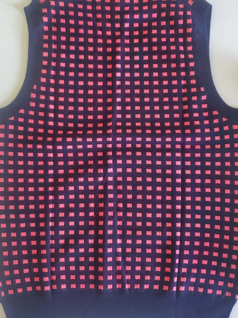 J. Crew Jcrew Navy Cashmere Vest Tank with Bright Pink Grid Small
